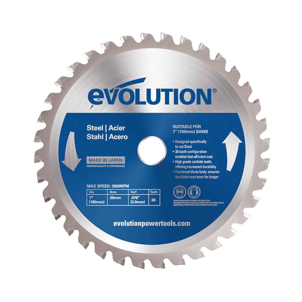 Lame Acier Evolution de 180mm, 36 Dents, Alésage de 20 mm de carbure de tungstène (convient aux Scies Circulaires & Scies À Tronçonner)