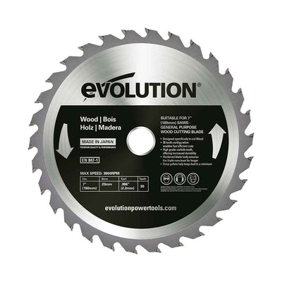 Lame bois Evolution TCT 180mm alésage de 20 mm pour scies circulaires