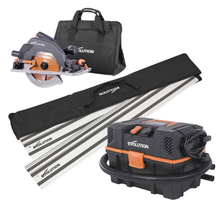 Pack Evolution : Scie circulaire 185mm R185CCSX+ avec lame multi-matériaux TCT + guide de coupe de 2,8m ST2800-G2 + Aspirateur 15L R15VAC avec démarrage automatique