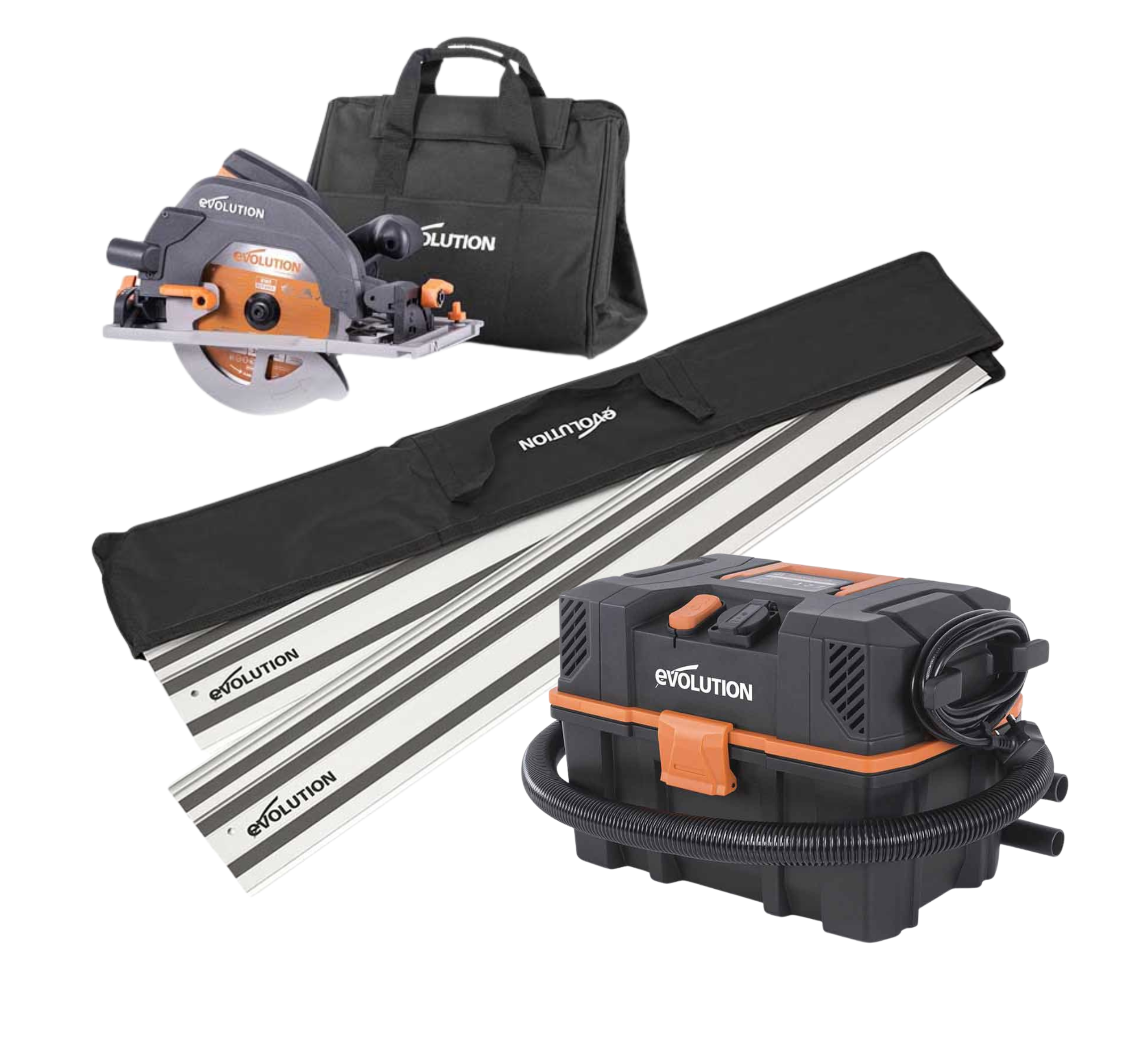 Pack Evolution : Scie circulaire 185mm R185CCSX+ avec lame multi-matériaux TCT + guide de coupe de 2,8m ST2800-G2 + Aspirateur 15L R15VAC avec démarrage automatique