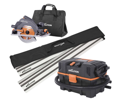 Pack Evolution : Scie circulaire 185mm R185CCSX+ avec lame multi-matériaux TCT + guide de coupe de 2,8m ST2800-G2 + Aspirateur 15L R15VAC avec démarrage automatique