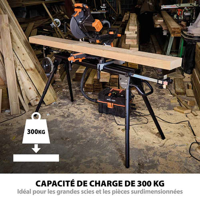Support universel PLUS Evolution pour scie à onglet avec pieds télescopiques