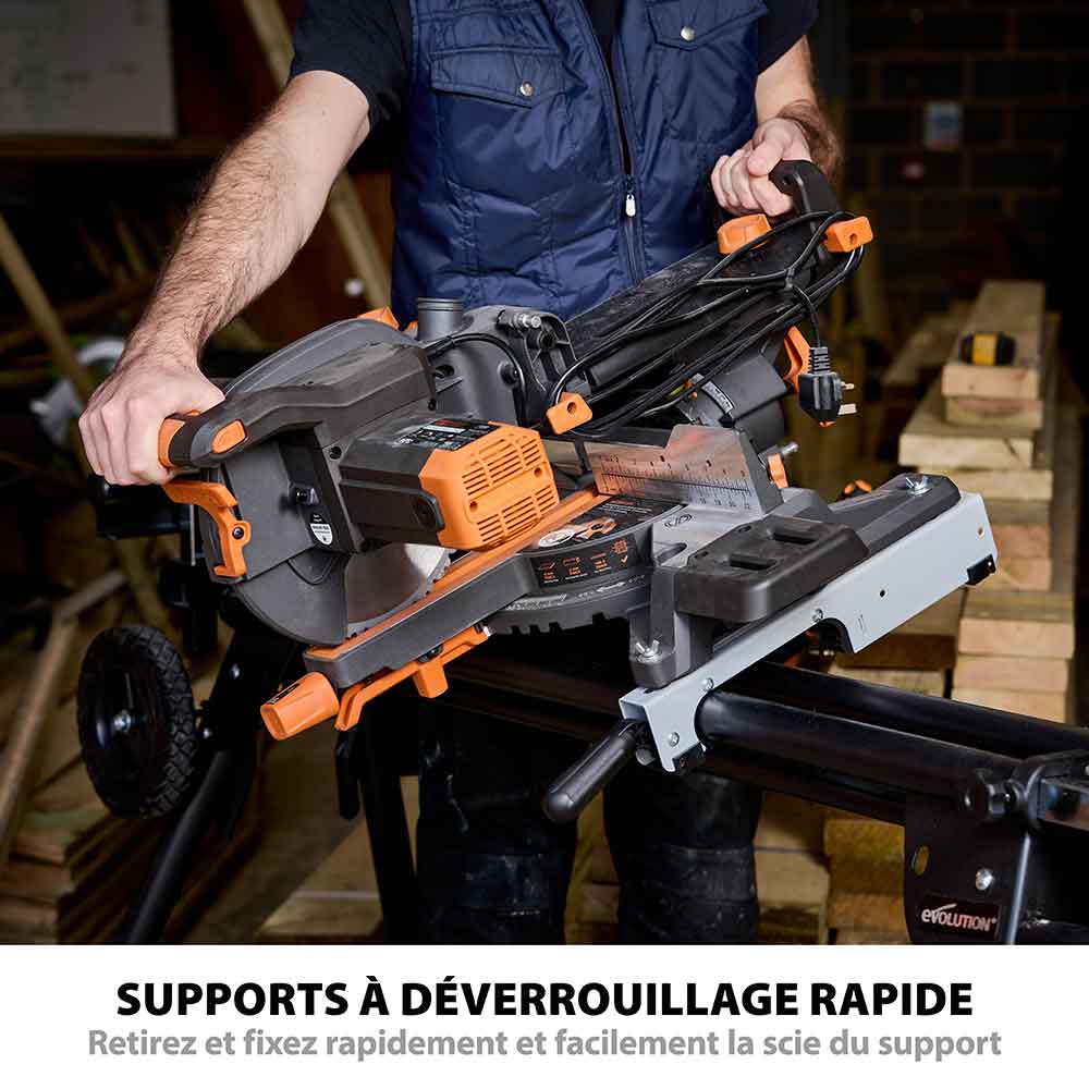 Support universel PLUS Evolution pour scie à onglet avec pieds télescopiques