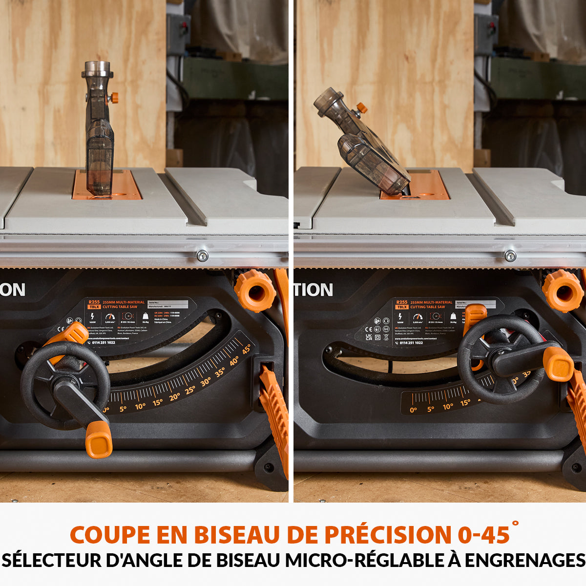 Scie sur table Evolution R255TBL 255mm 1650W avec lame multi-matériaux TCT (GRADE B)