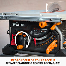 Scie sur table Evolution R255TBL 255mm 1650W avec lame multi-matériaux TCT (GRADE B)