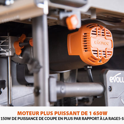 Scie sur table Evolution R255TBL 255mm 1650W avec lame multi-matériaux TCT (GRADE B)