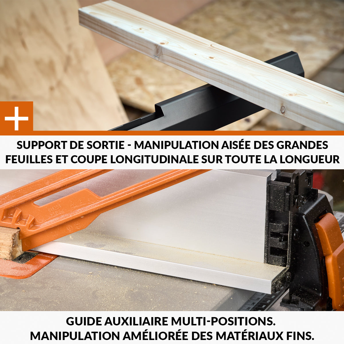 Scie sur table Evolution R255TBL+ 255mm 1800W avec lame multi-matériaux TCT