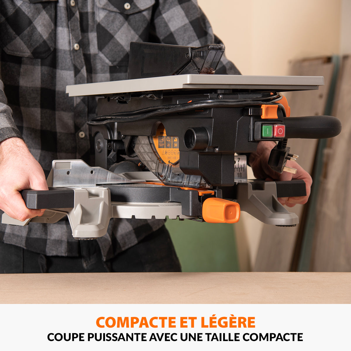 Pack Evolution : Scie à onglet avec table 210mm Evolution R210MTS-G2 210mm avec Lame multi-matériaux TCT + Support