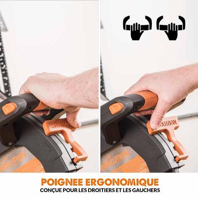 Pack Evolution : Scie à onglet de 255mm sans fil double biseau R255SMS-DB-Li avec lame multi-matériaux TCT et batteries 5Ah avec double chargeur + Support Evolution PLUS