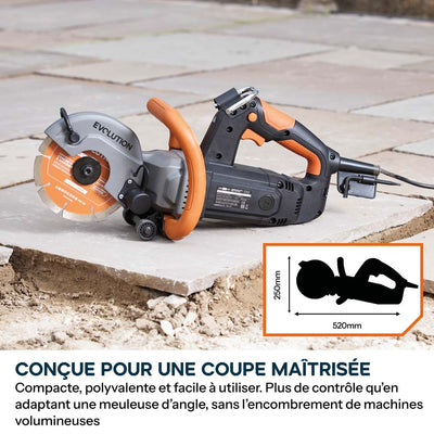 Scie à béton électrique R150DCT-PRO de 150mm avec système d'arrosage et disque diamanté haute résistance