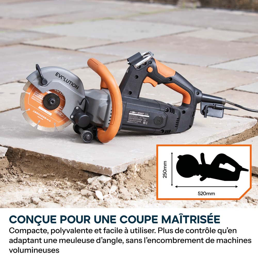 Scie à béton électrique R150DCT-PRO de 150mm avec système d'arrosage et disque diamanté haute résistance