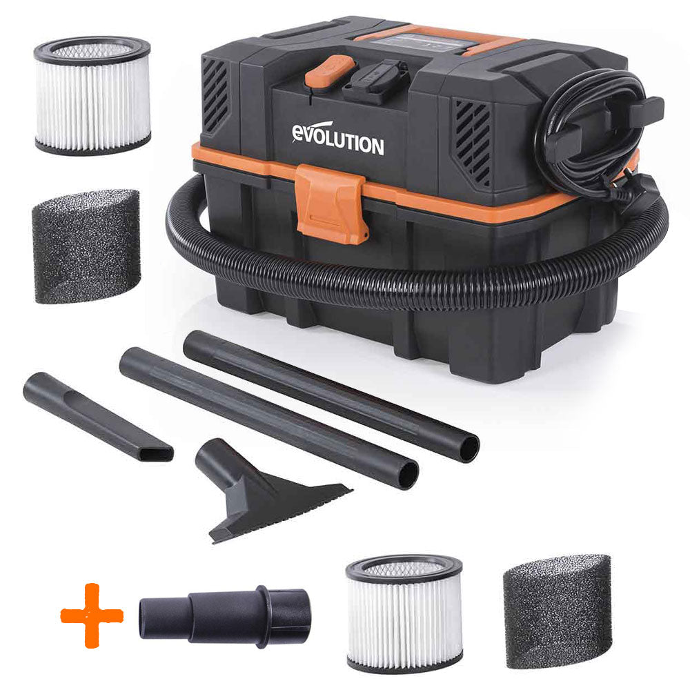 Pack Evolution : Aspirateur 15L R15VAC pour déchets secs et humides avec filtres supplémentaires et adaptateur