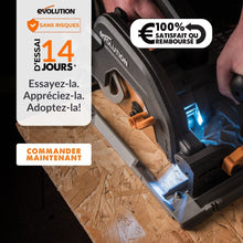 Scie circulaire 185mm Evolution R185CCSX avec lame multi-matériaux TCT et guide de 1,02m
