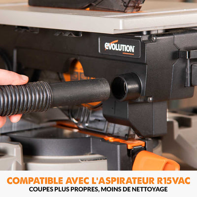 Scie à onglet avec table 210mm Evolution R210MTS-G2 210mm avec Lame multi-matériaux TCT