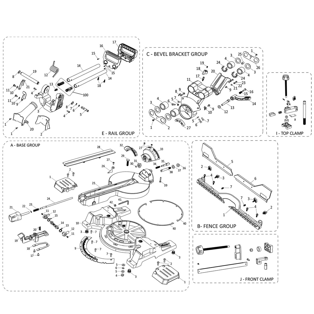 Evolution R255SMS-DB-Li - Pièces détachées (Section de base)