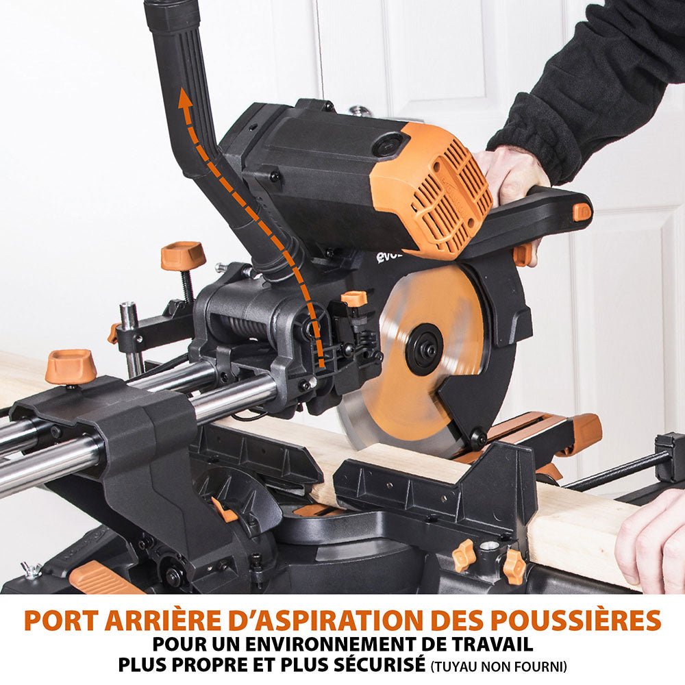 Pack Evolution : Scie à onglet de 255mm double biseau R255SMS-DB+ avec lame multi-matériaux TCT + lame expert bois supplémentaire