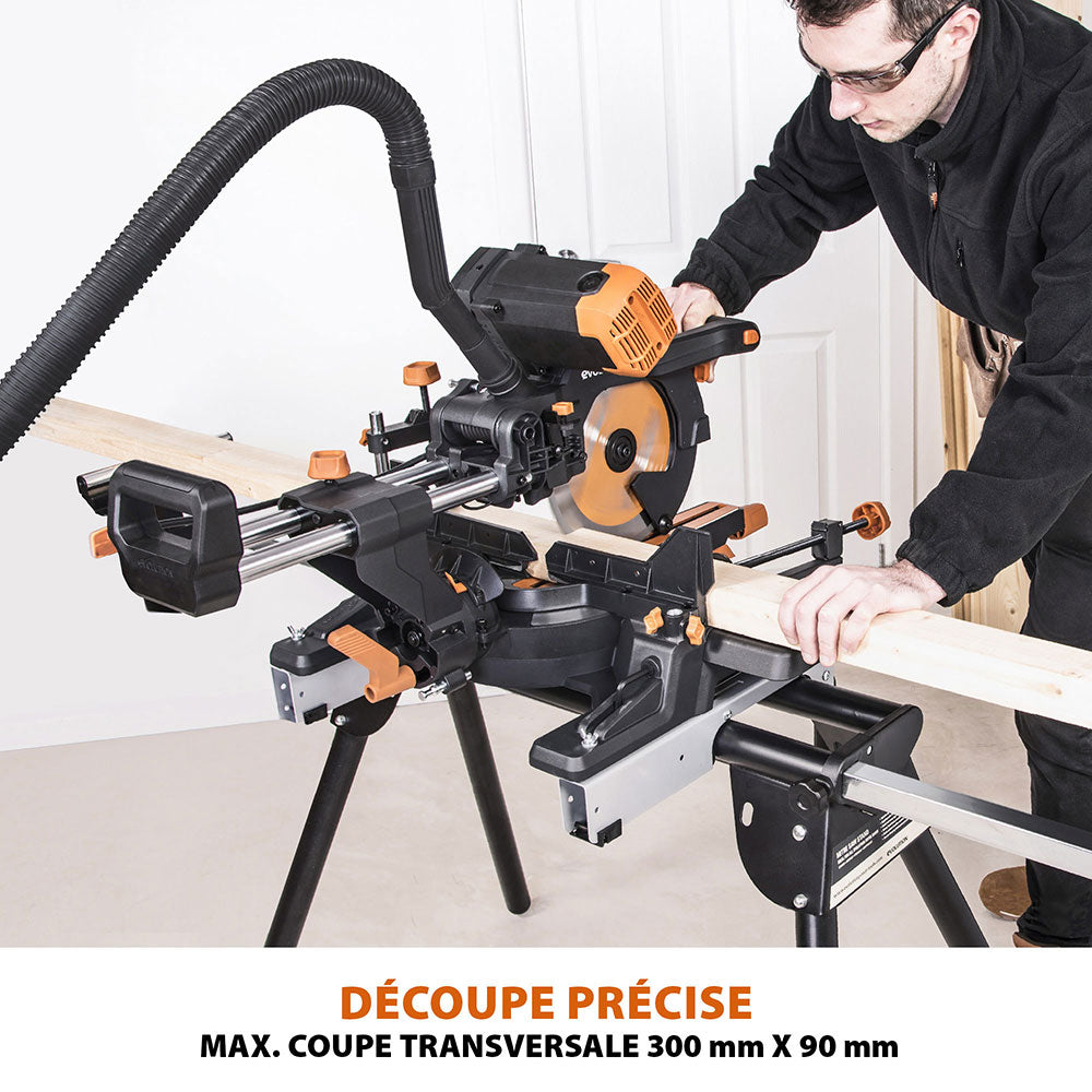 Pack Evolution : Scie à onglet de 255mm double biseau R255SMS-DB+ avec lame multi-matériaux TCT + lame expert bois supplémentaire