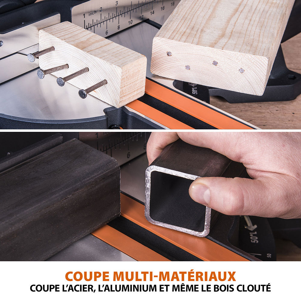 Pack Evolution : Scie à onglet électrique 255mm R255SMS+ avec lame multi-matériaux TCT + Support Evolution PLUS