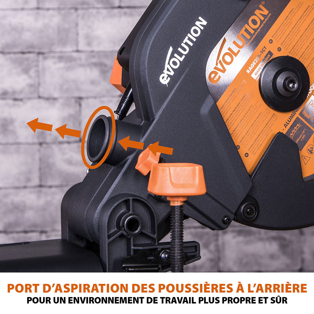 Pack Evolution : Scie à onglet électrique 255mm R255SMS+ avec lame multi-matériaux TCT + Support Evolution PLUS