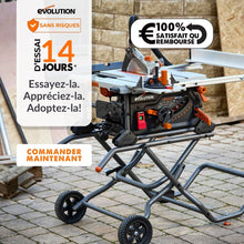 Pack Evolution : Scie sur table R255TBL+ 255mm 1800W avec lame multi-matériaux TCT+ Support roulant pliable