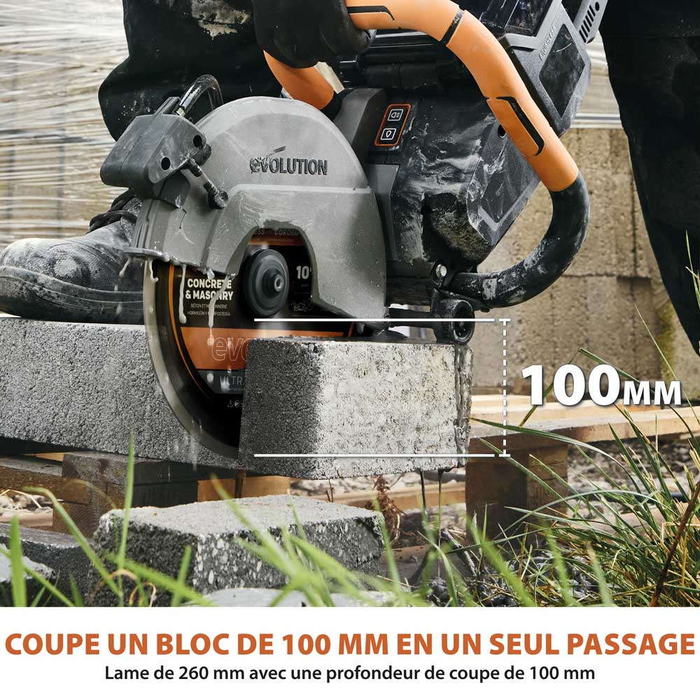 Pack Evolution : Scie à béton sans fil R260DCT-Li avec lame diamant EVOMAX + pompe à eau 15L manuelle