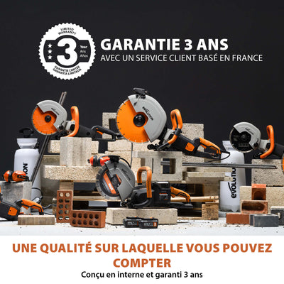 Scie à béton électrique 350mm Evolution R350DCT avec système anti-poussière et lame diamant premium