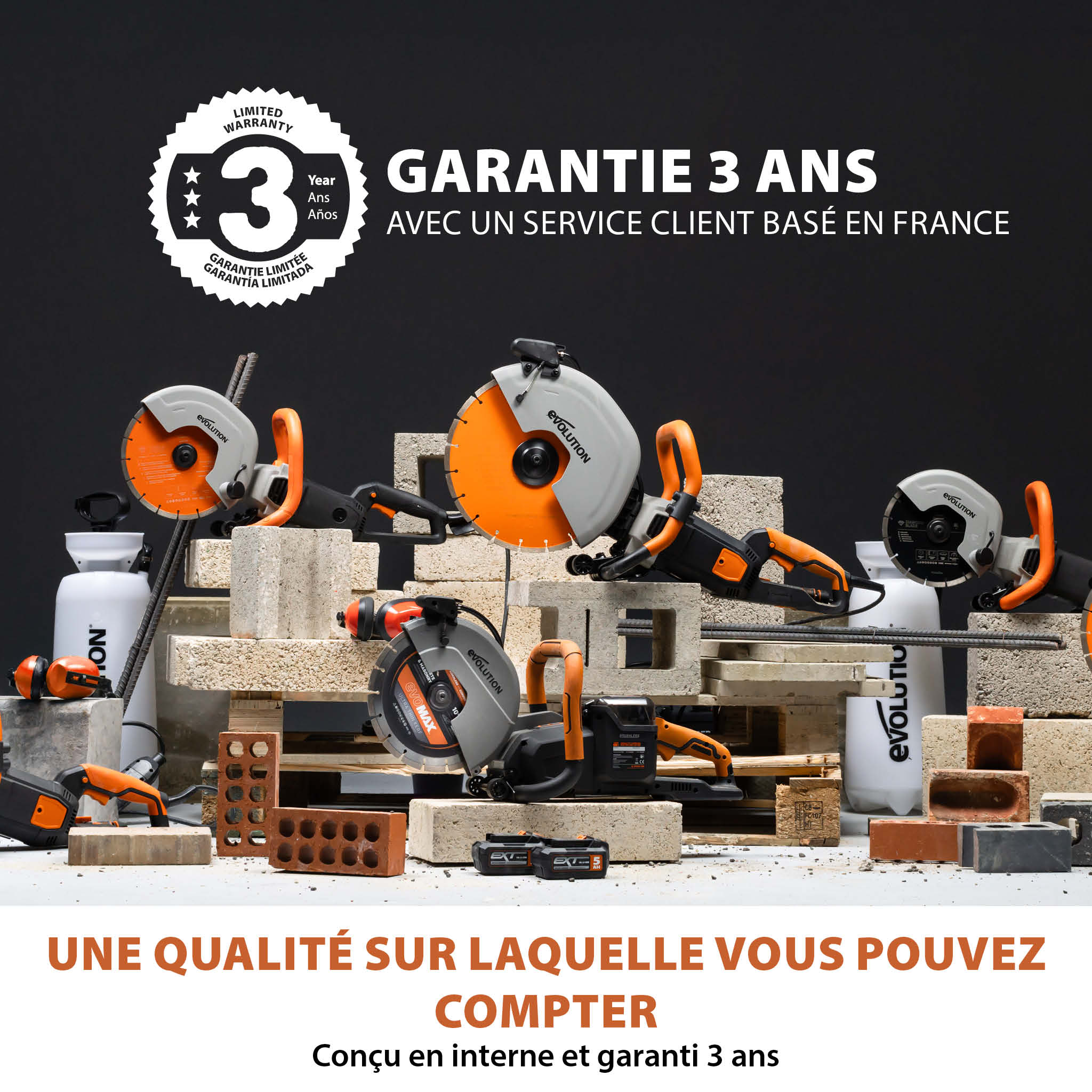 Scie à béton électrique 350mm Evolution R350DCT avec système anti-poussière et lame diamant premium