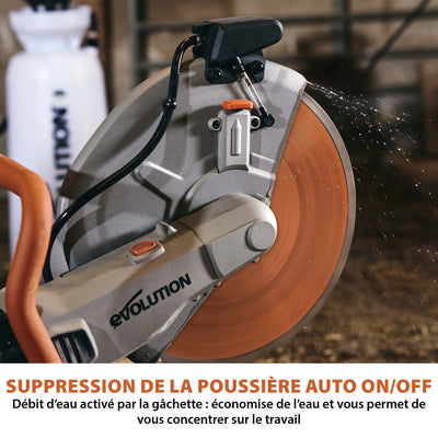 Scie à béton électrique 350mm Evolution R350DCT avec système anti-poussière et lame diamant premium