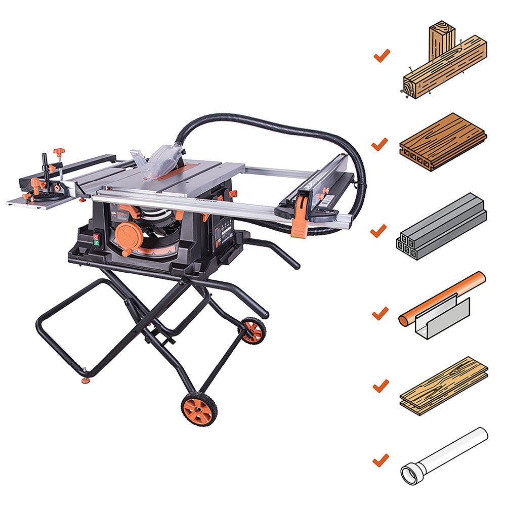 Pack Evolution : Scie sur table 255mm Evolution RAGE5-S avec lame multi-matériaux TCT + lame bois supplémentaire