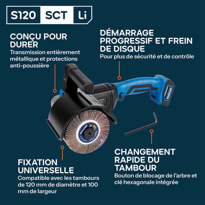Pack Evolution : Satineuse sans fil Evolution S120SCT-Li avec 2x batterie 5 Ah et chargeur + kit de roues à lamelles