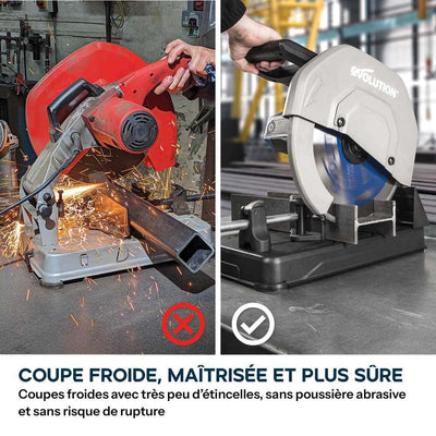Pack Evolution : Scie à tronçonner 355mm Evolution S355CPSL pour la découpe du métal + Support