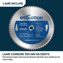 Pack Evolution : Scie à tronçonner 355mm Evolution S355CPSL pour la découpe du métal + Support