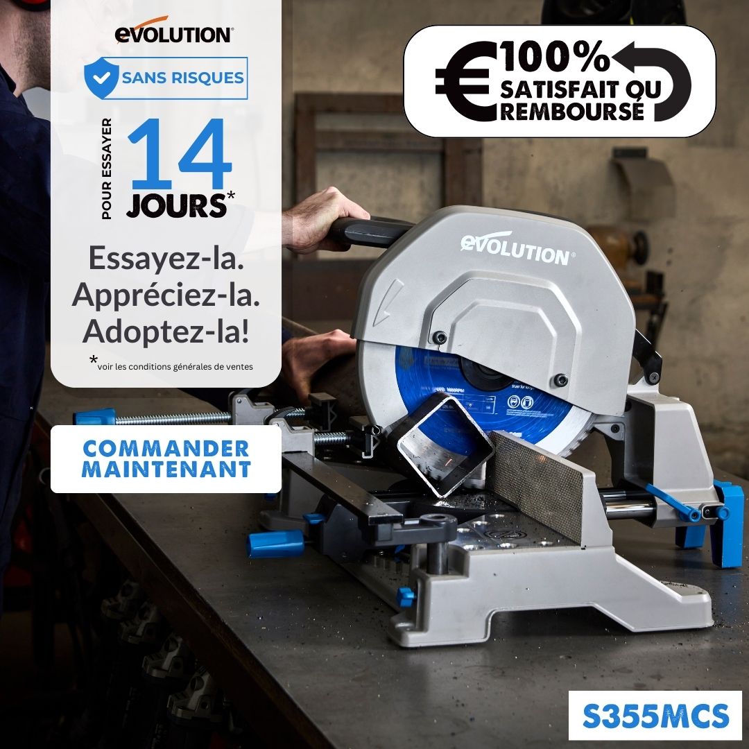 Pack Evolution : Scie à onglet 355mm Evolution S355MCS avec 4 lames