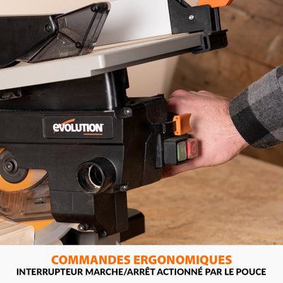 Pack Evolution : Scie à onglet avec table 210mm Evolution R210MTS-G2 210mm avec Lame multi-matériaux TCT + Support
