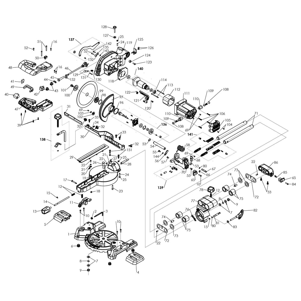 Evolution F210SMS Scie à onglet radiale - Pièces détachées