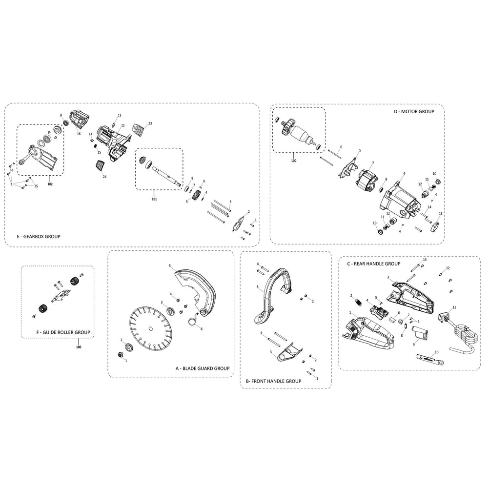 Evolution R230DCT Découpeuse à disque / scie à béton - Pièces détachées