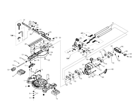 Evolution R210SMS & R210SMS+ Scie à onglet radiale - Pièces détachées (Section de base) (Jan 2018)