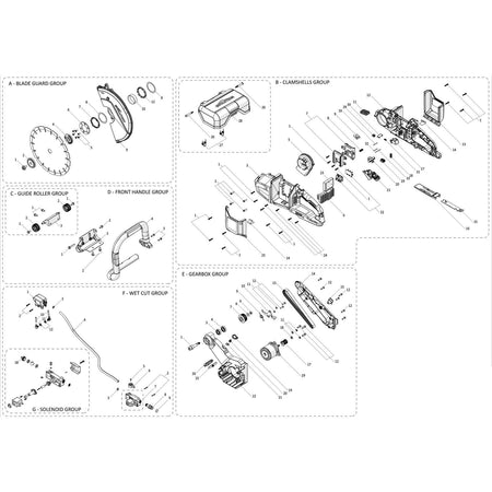 Evolution R260DCT-Li Découpeuse à disque / scie à béton - Pièces détachées