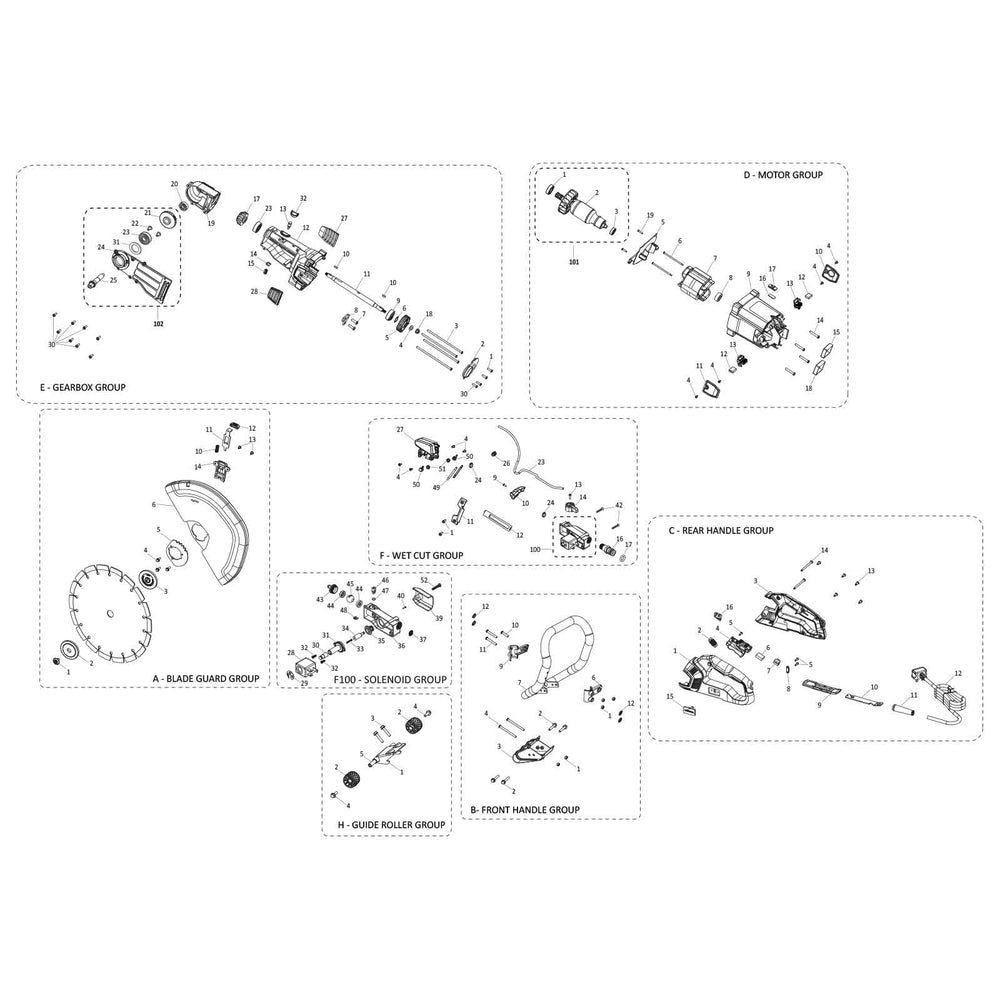 Evolution R350DCT Découpeuse à disque / scie à béton - Pièces détachées