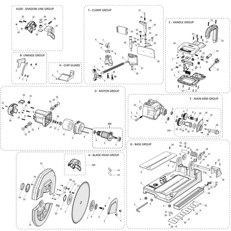 S355CPS-G2 Scie à tronçonner Pièces détachées