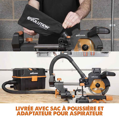 Scie à onglet électrique sans fil 185mm Evolution R185SMS-Li avec Lame multi-matériaux TCT sans batterie ni chargeur