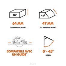Pack Evolution : Scie circulaire 185mm R185CCSX+ avec lame multi-matériaux TCT + guide de coupe de 2,8m ST2800-G2 + Aspirateur 15L R15VAC avec démarrage automatique