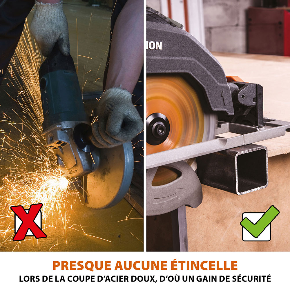Pack Evolution : Scie circulaire 185mm R185CCSX+ avec Lame multi-matériaux TCT et Sac de transport + Guide de coupe de 1,4m ST1400-G2