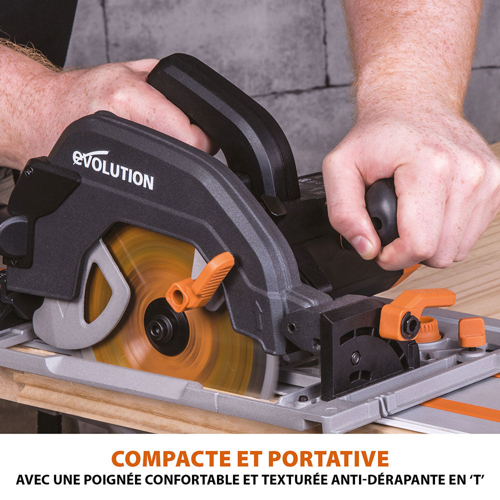 Pack Evolution : Scie circulaire 185mm R185CCSX+ avec lame multi-matériaux TCT + guide de coupe de 2,8m ST2800-G2 + Aspirateur 15L R15VAC avec démarrage automatique