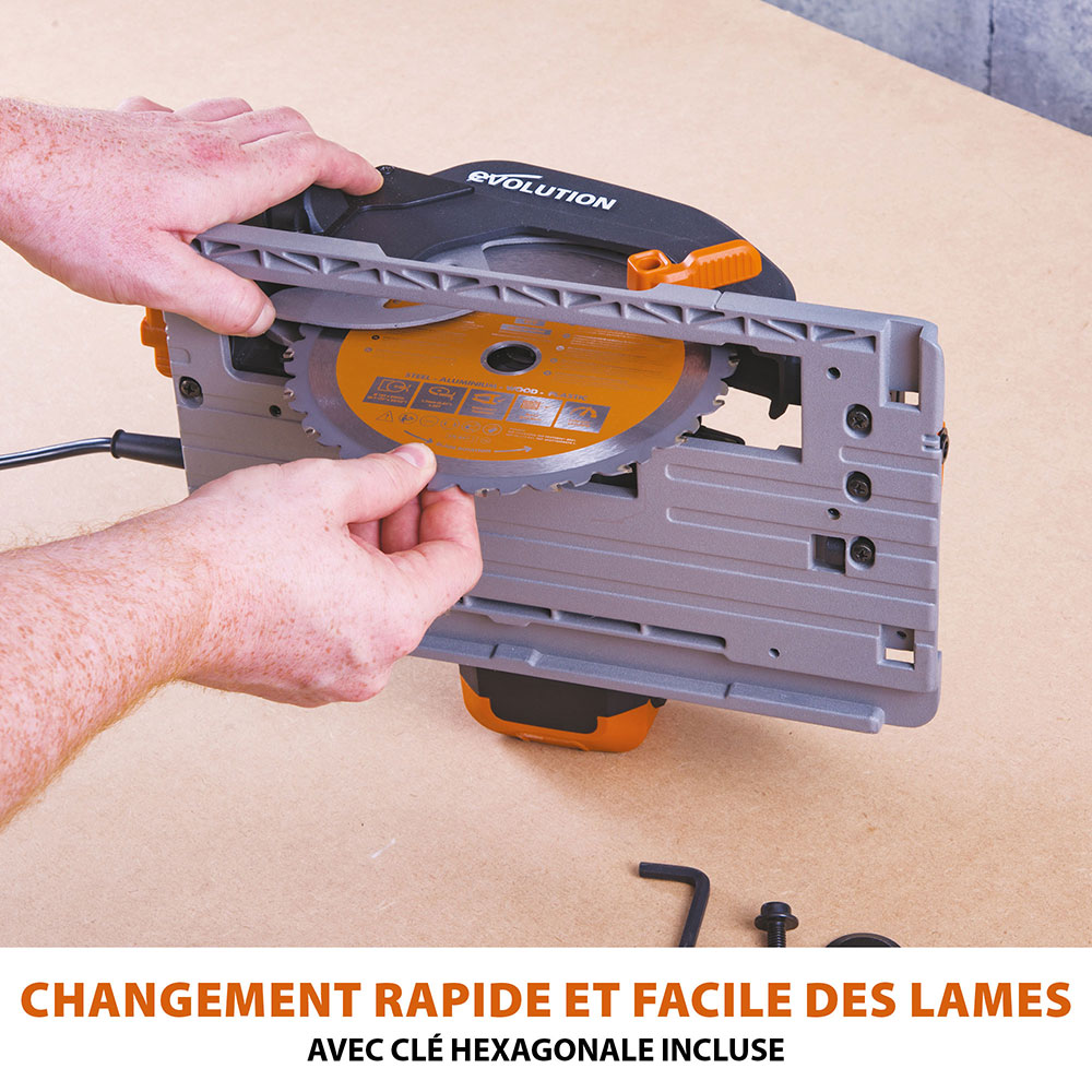 Pack Evolution : Scie circulaire 185mm R185CCSX+ avec lame multi-matériaux TCT + guide de coupe de 2,8m ST2800-G2 + Aspirateur 15L R15VAC avec démarrage automatique