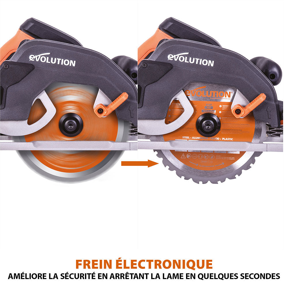 Pack Evolution : Scie circulaire 185mm R185CCSX+ avec lame multi-matériaux TCT + guide de coupe de 2,8m ST2800-G2 + Aspirateur 15L R15VAC avec démarrage automatique