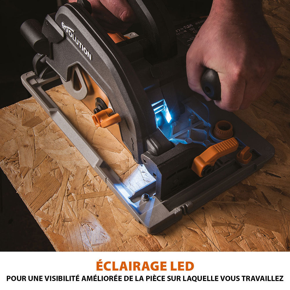 Pack Evolution : Scie circulaire 185mm R185CCSX+ avec lame multi-matériaux TCT + guide de coupe de 2,8m ST2800-G2 + Aspirateur 15L R15VAC avec démarrage automatique