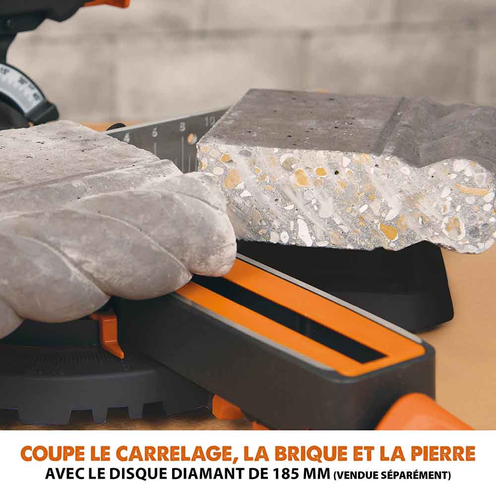 Scie à onglet électrique 185mm Evolution R185SMS+ avec lame multi-matériaux TCT