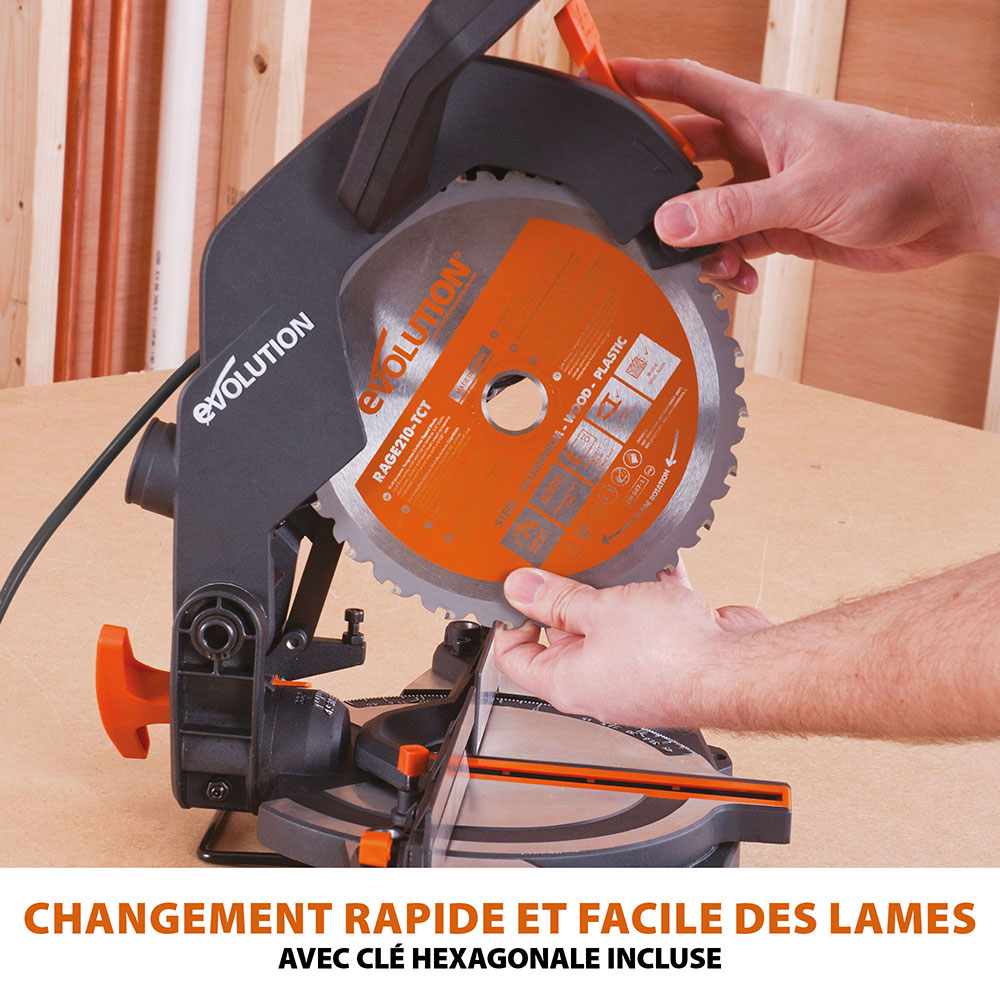 Scie à onglet 210mm Evolution R210CMS avec lame multi-matériaux TCT (GRADE C)