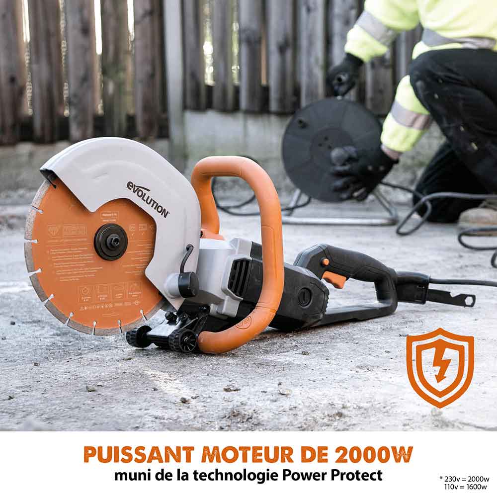Scie à béton électrique 255mm Evolution R255DCT avec lame diamant premium